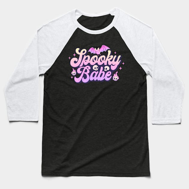 Hot goth spooky babe Baseball T-Shirt by Positively Petal Perfect 